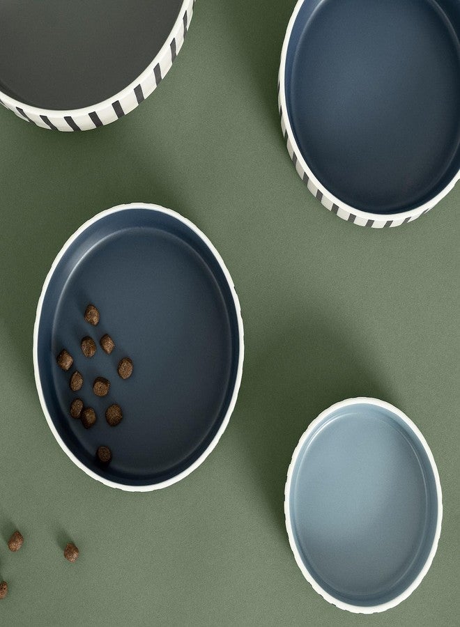 BS Case Ikeaa UTSÅDD Stoneware Pet Bowls, 11 cm (4.5 inches), Striped Pattern in Black-Blue/Grey-Blue, Dishwasher-Safe - Image 4